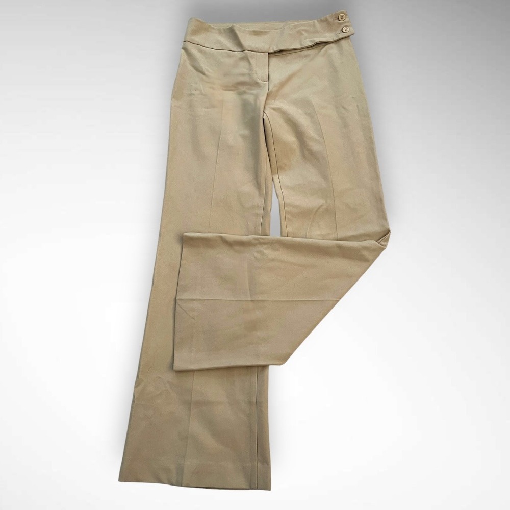 UNITED COLORS OF BENETTON Beige Mid Rise Wide Leg Flare Trousers‎ Size 6 | EUC - Picture 2 of 6